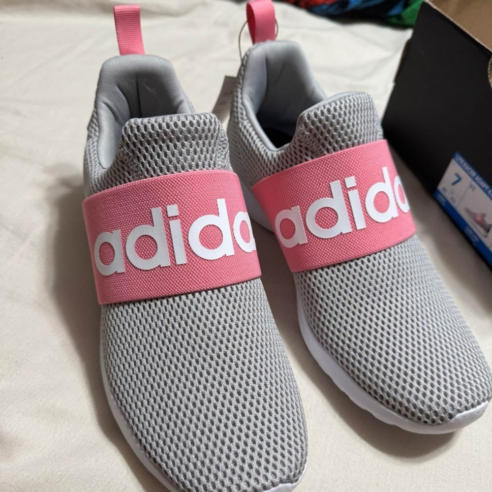 Adidas Kids Gray and Pink Slip-On Shoes